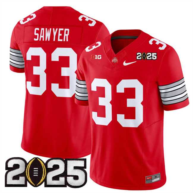 Mens Ohio State Buckeyes #33 Jack Sawyer Red 2025 CFP Final Patch F.U.S.E. Vapor Limited Stitched Football Jersey->ohio state buckeyes->NCAA Jersey